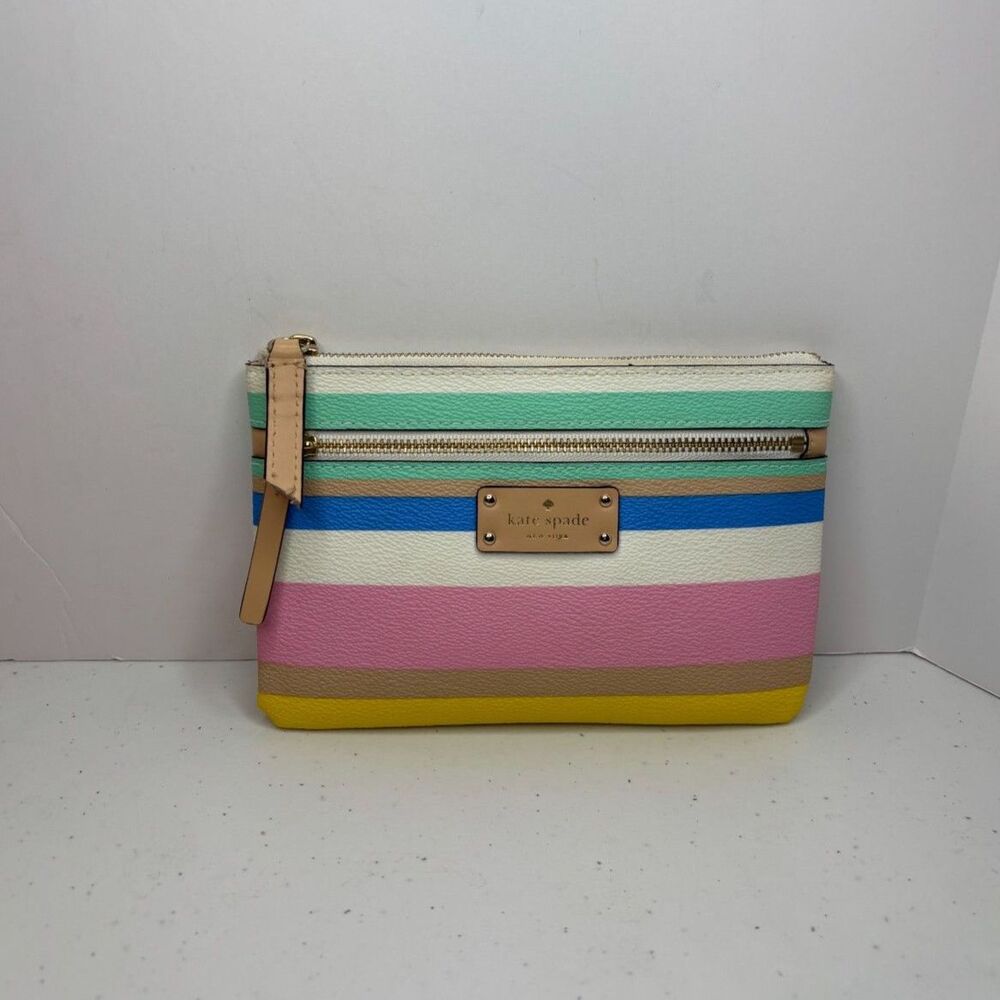 Kate Spade Grove Street Tinie Multicolor Wristlet Zip Wallet Designer